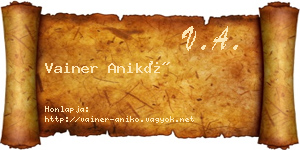 Vainer Anikó névjegykártya